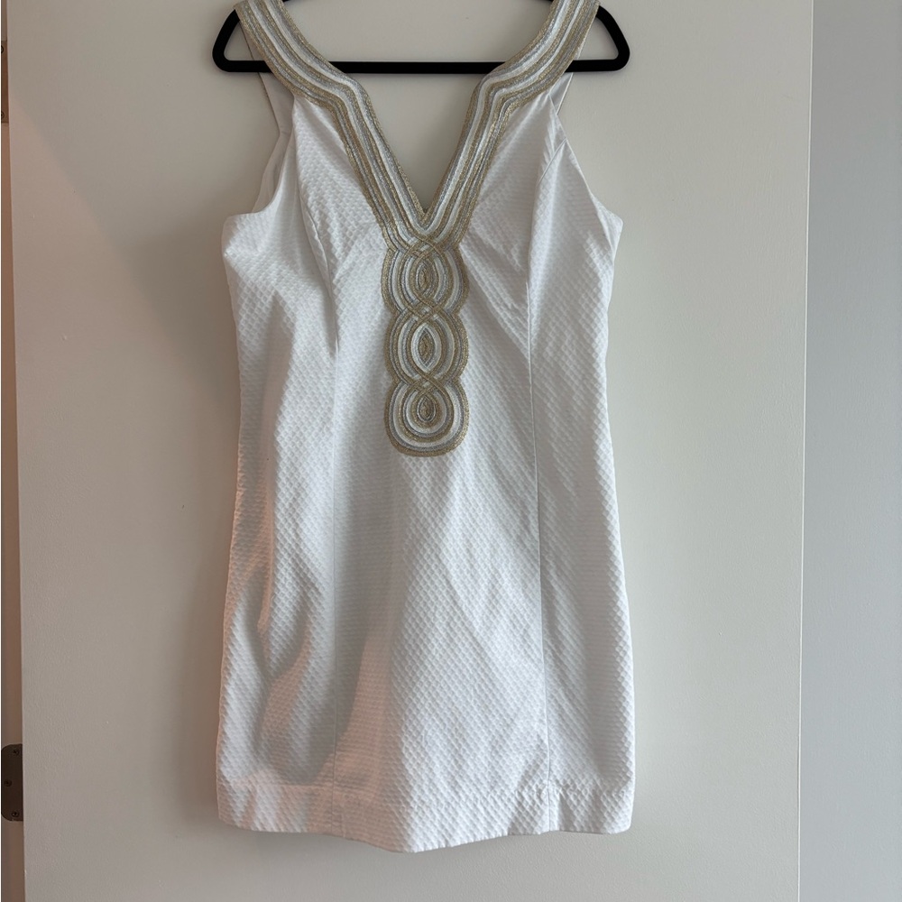 Lilly Pulitzer White Sleeveless V-Neck Sheath Mini Dress